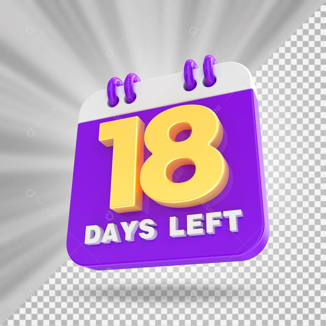 Calendário 18 Elemento 3D Roxo para Composição PSD