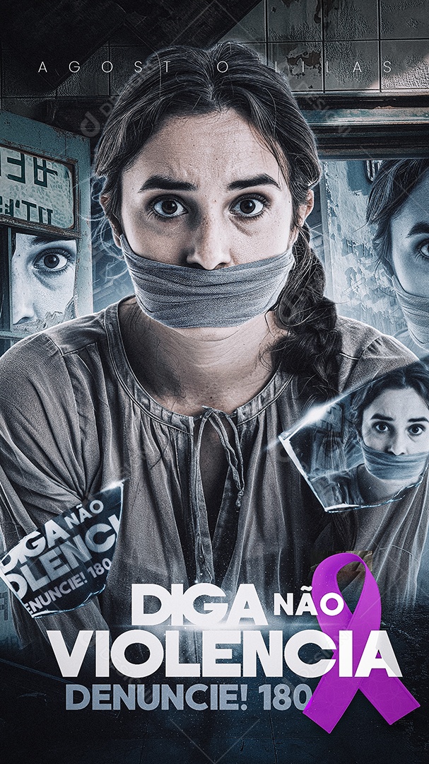 Story Agosto Lilás Diga Não Violência Social Media PSD Editável