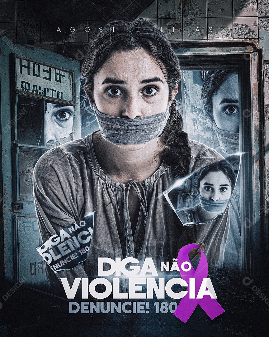 Agosto Lilás Diga Não Violência Social Media PSD Editável