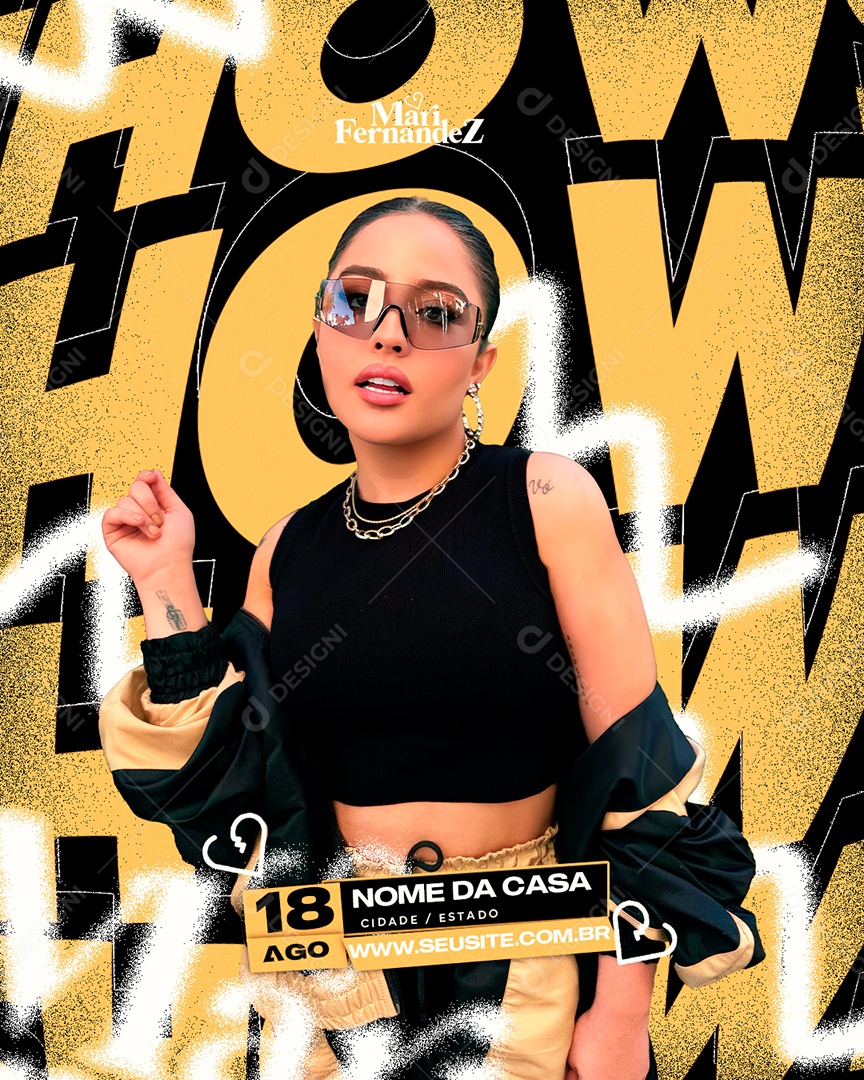Flyer Próximos Shows Mari Fernandez Social Media PSD Editável