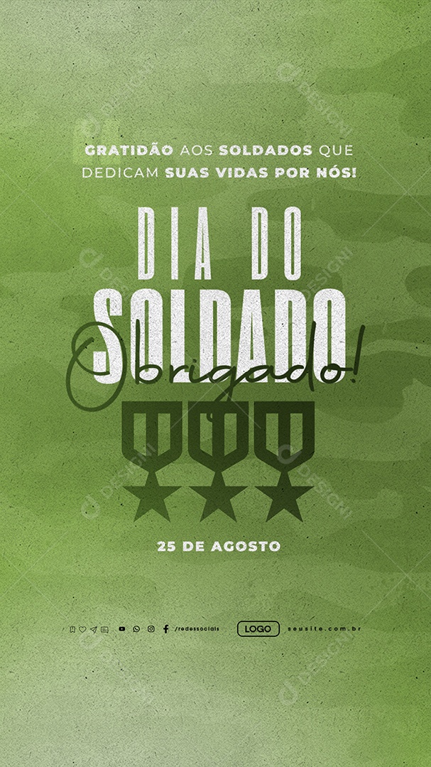 Story Dia do Soldado 25 de Agosto Obrigado Social Media PSD Editável