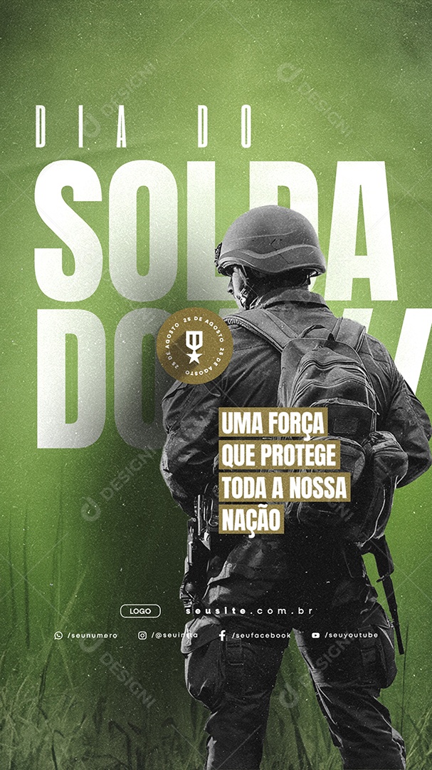 Social Media Story Dia do Soldado 25 de Agosto PSD Editável