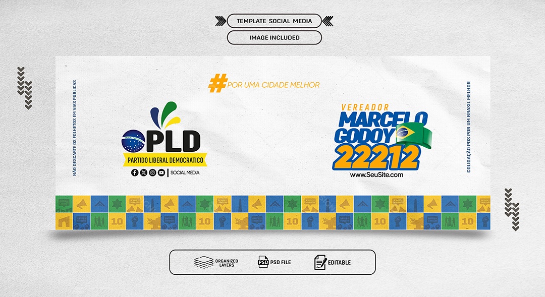 Banner Política por uma Cidade Melhor Social Media PSD Editável