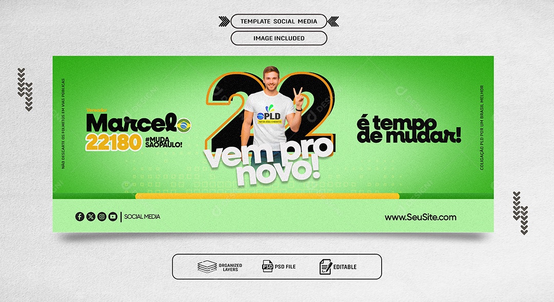 Banner Política Vem pro Novo Social Media PSD Editável