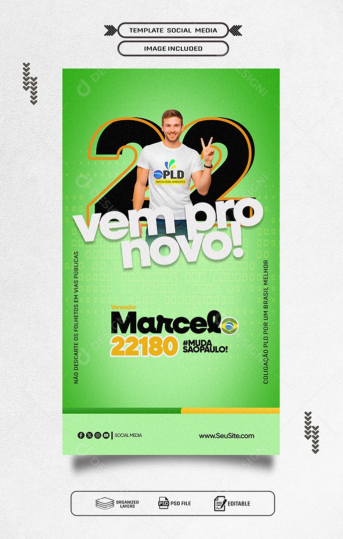 Story Política Vem pro Novo Social Media PSD Editável