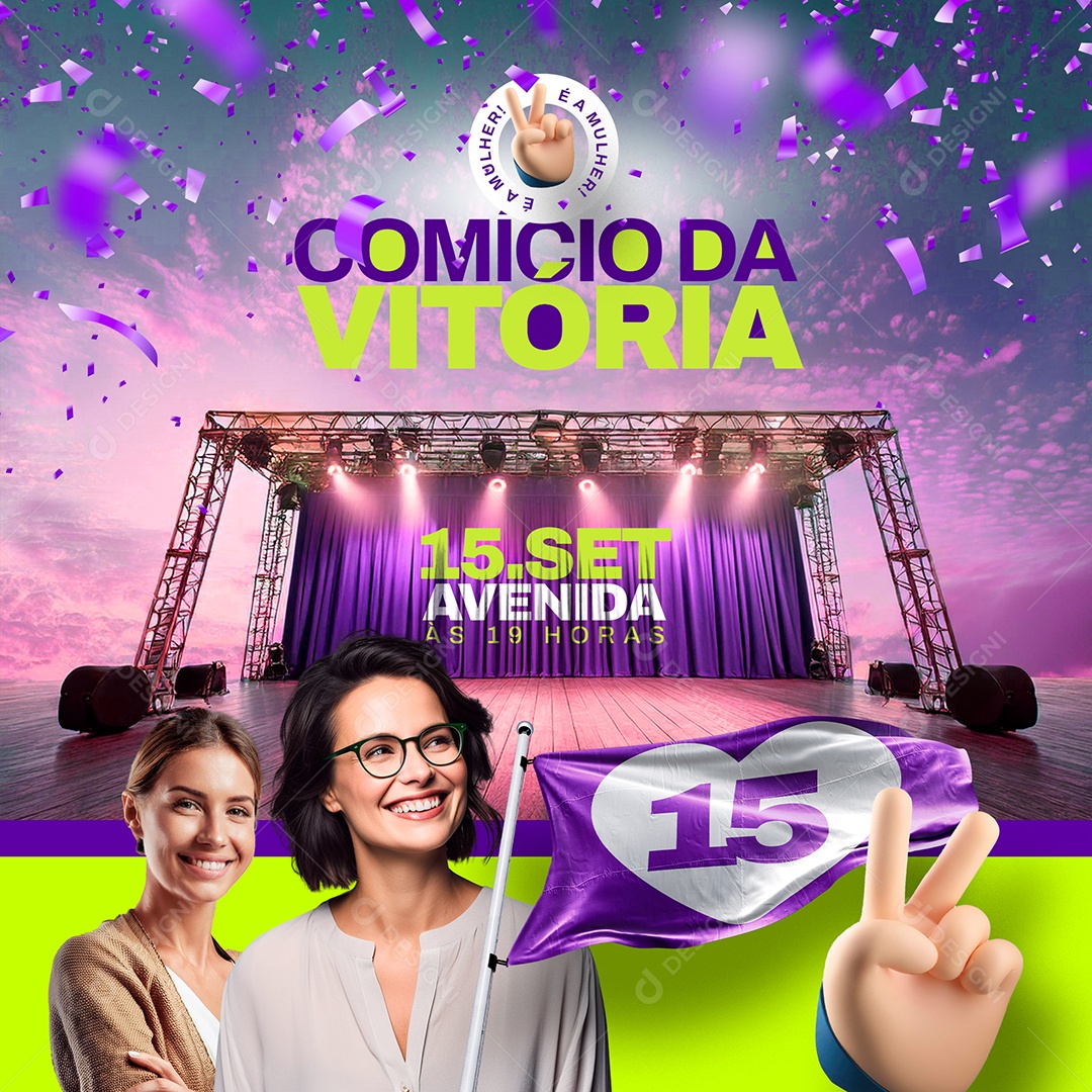 Política Comício da Vitória Social Media PSD Editável