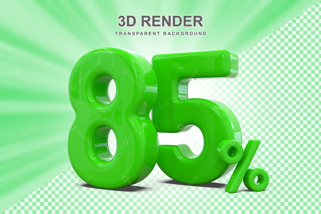 Número Verde 85% Elemento 3D para Composição PSD