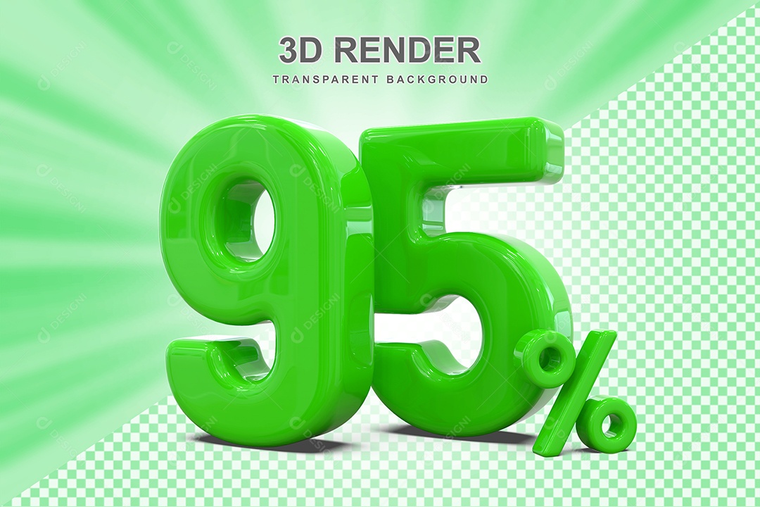 Número Verde 95% Elemento 3D para Composição PSD