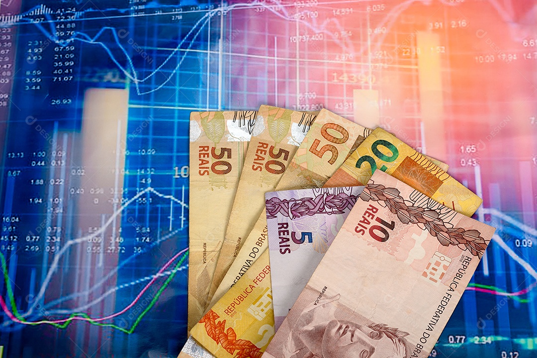 Dinheiro brasileiro sobre gráficos