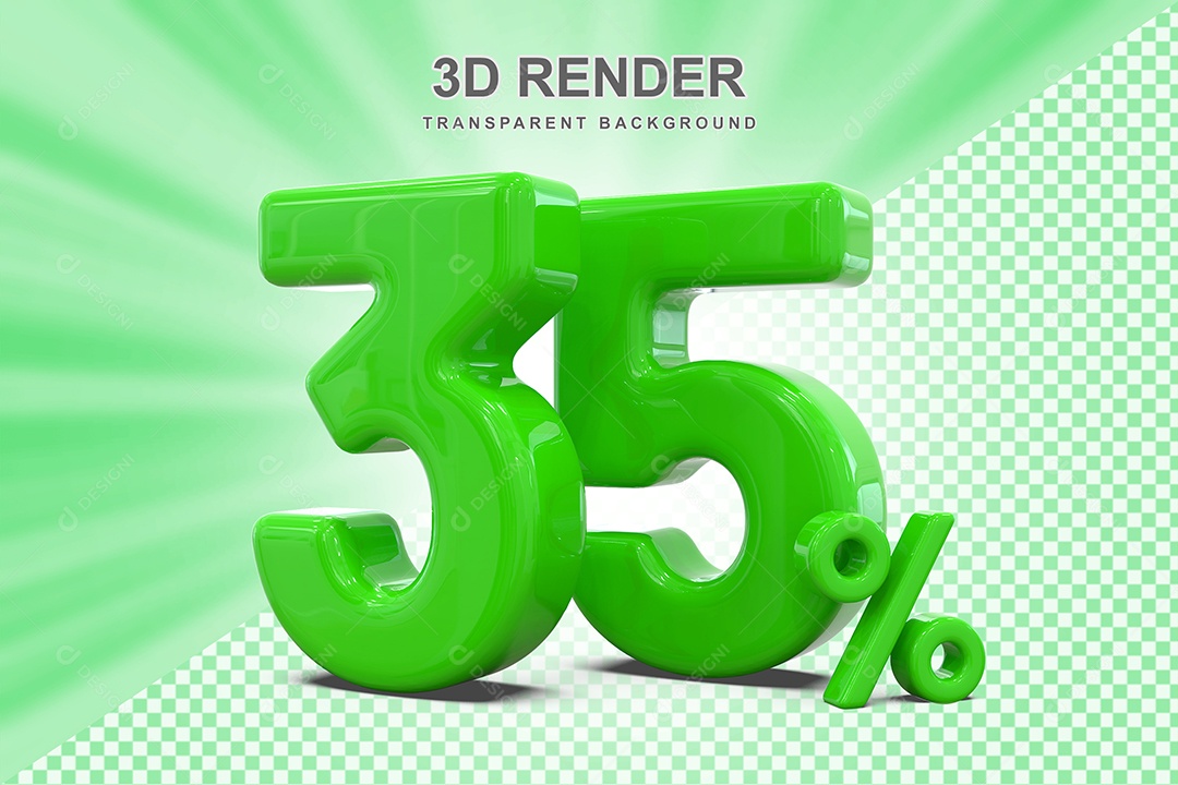 Número Verde 35% Elemento 3D para Composição PSD