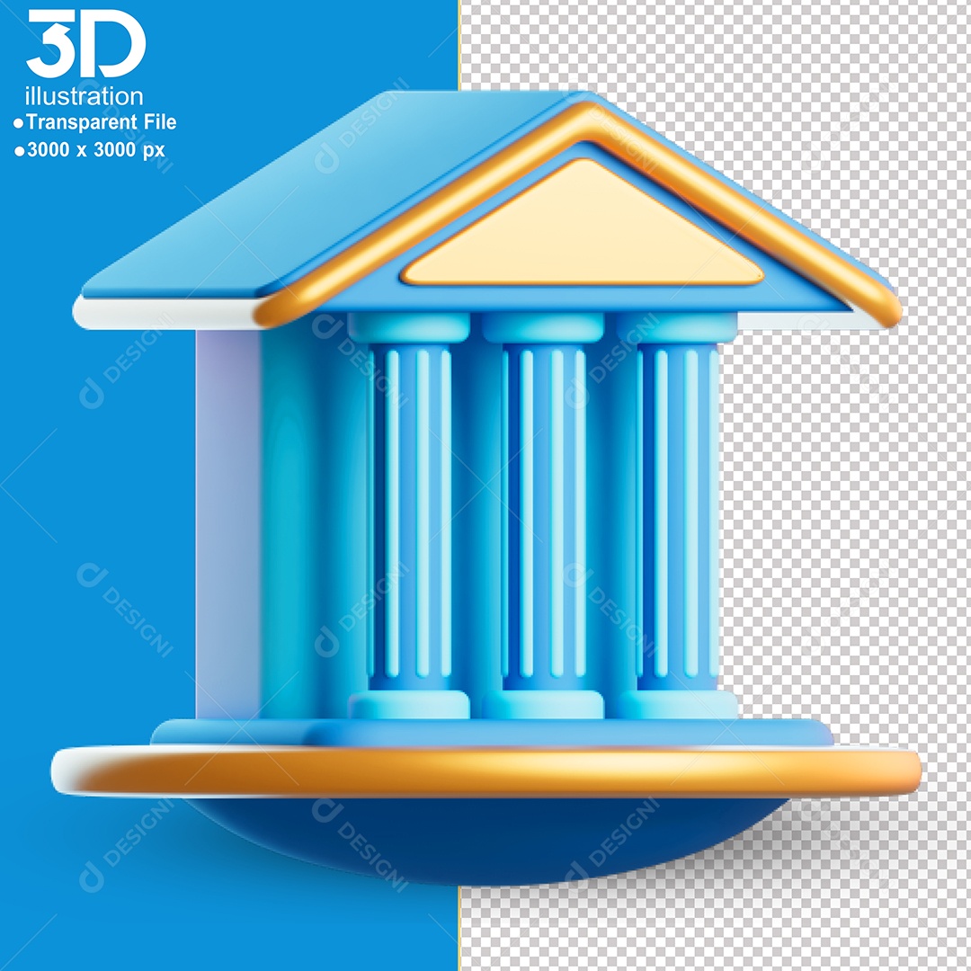 Ícone de Banco Elemento 3D para Composição PSD