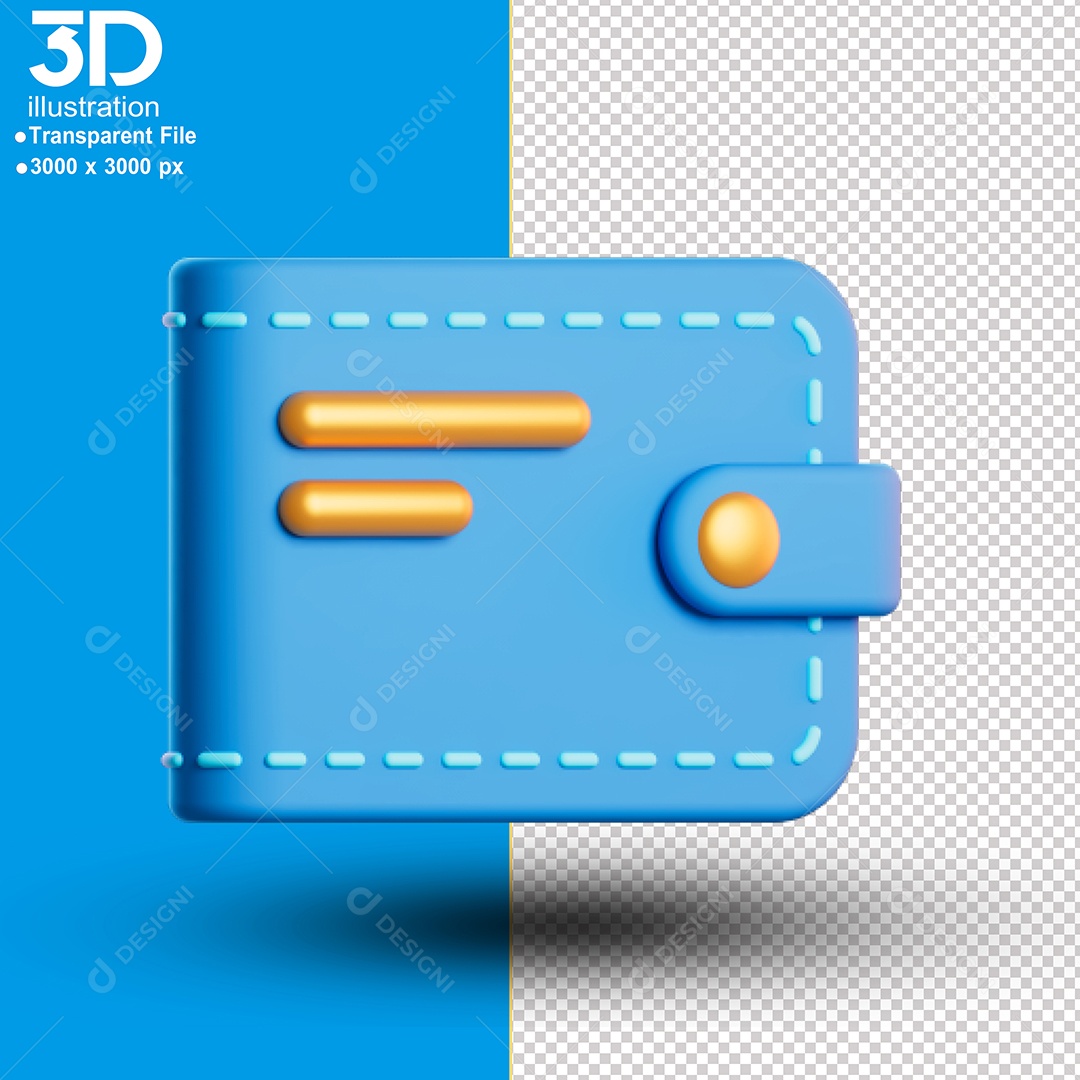 Carteira Financeira Elemento 3D para Composição PSD