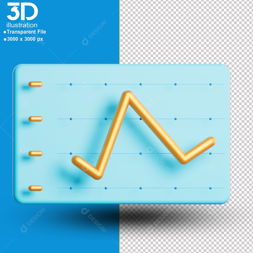 Ícone de Gráfico Financeiro Elemento 3D para Composição PSD