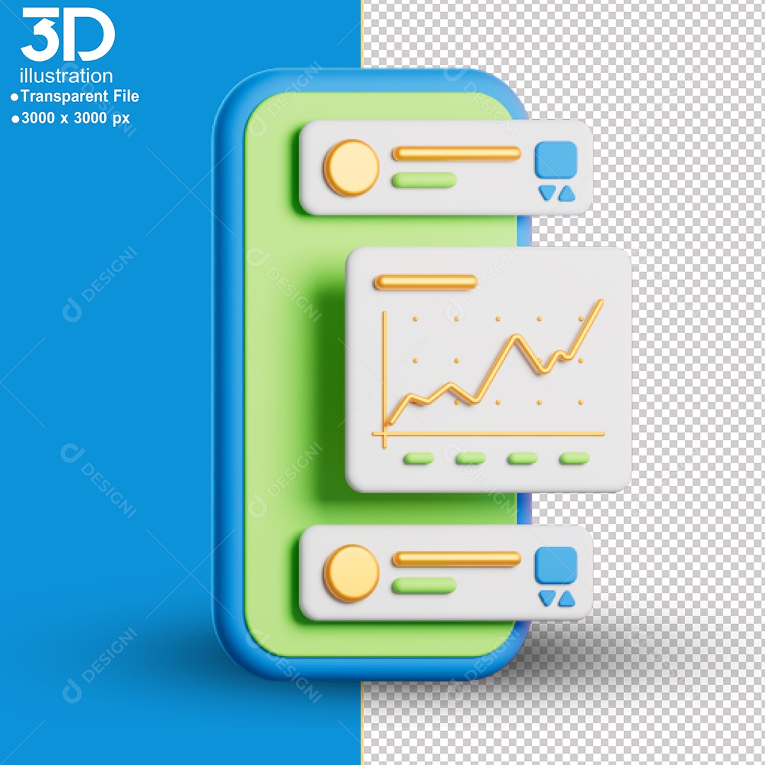 App Financeiro Elemento 3D para Composição PSD