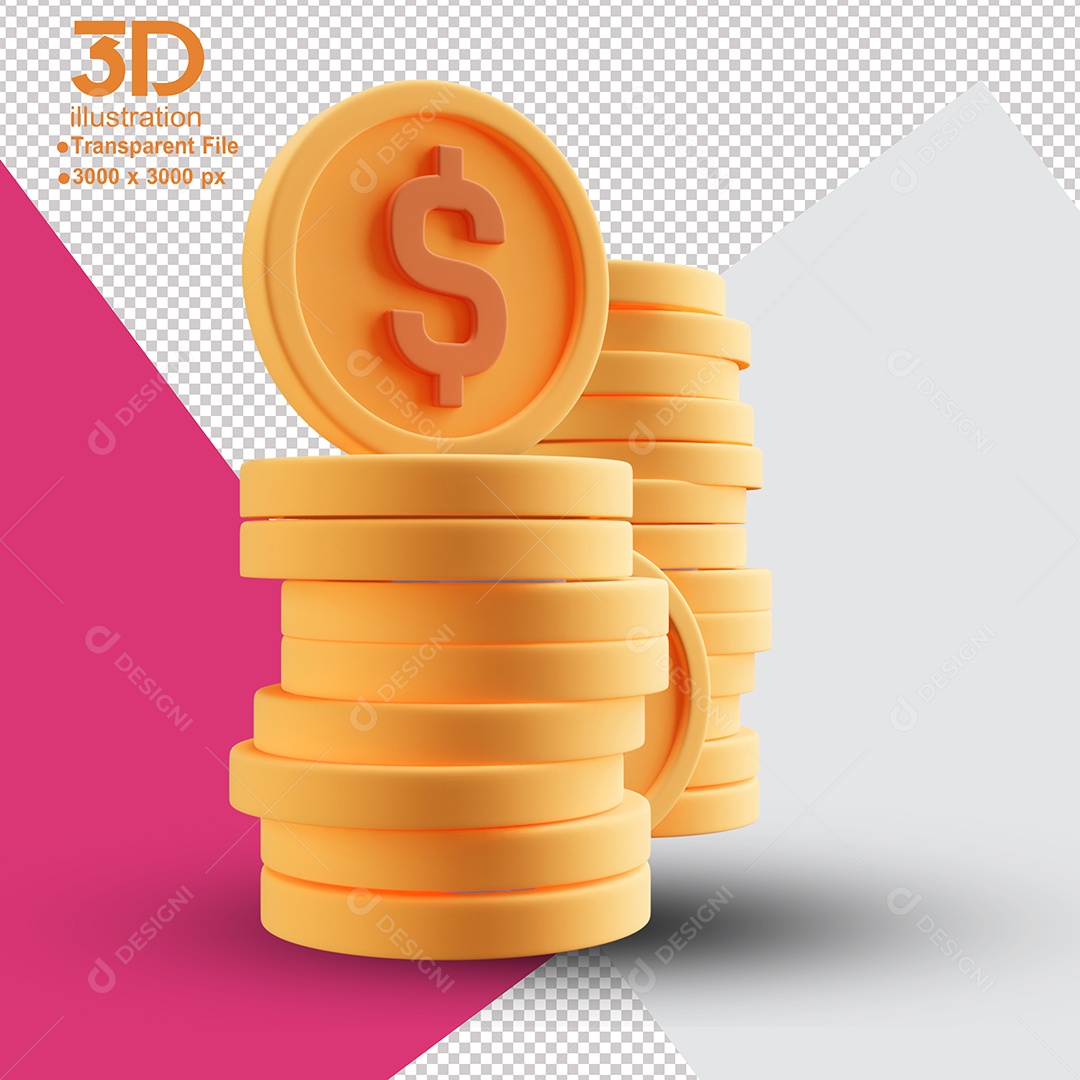 Moedas Elemento 3D para Composição PSD