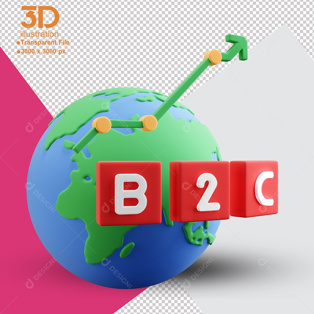 Ícone de B2C Elemento 3D Para Composição PSD