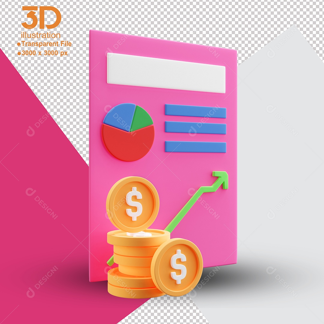 Gráfico de Finanças Elemento 3D para Composição PSD
