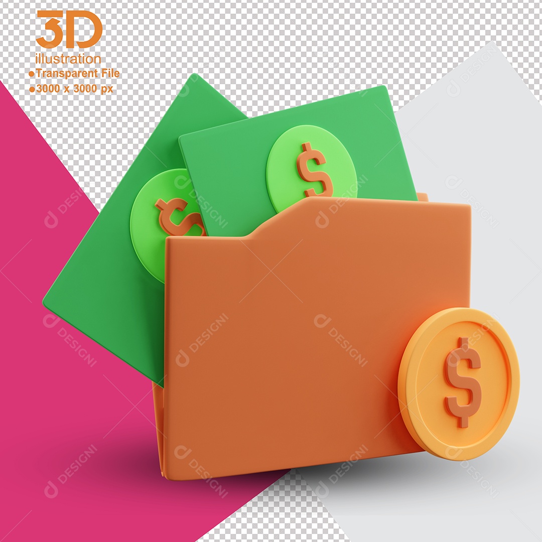 3D Element Money Wallet for PSD Composition