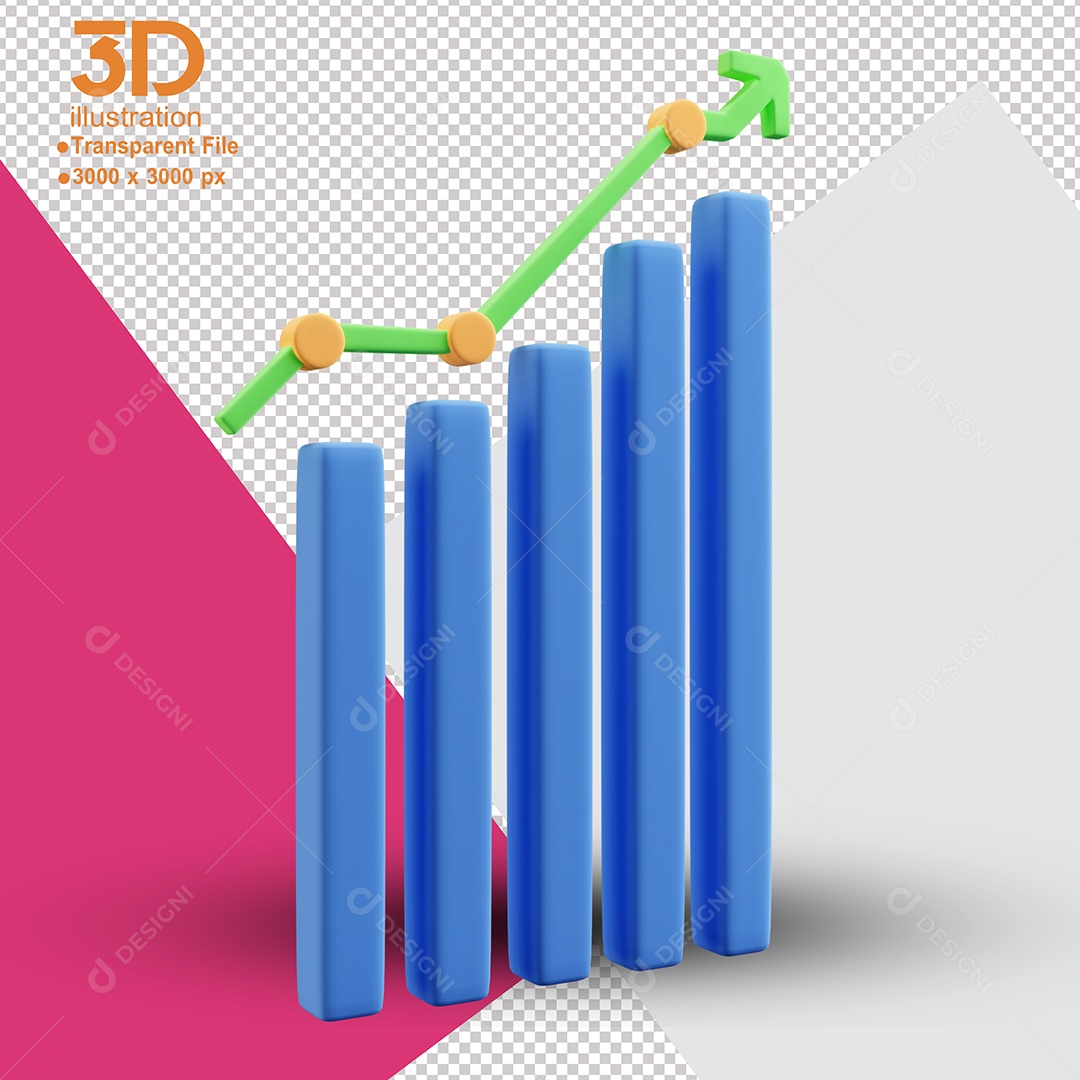 Gráfico de Barras Elemento 3D para Composição PSD
