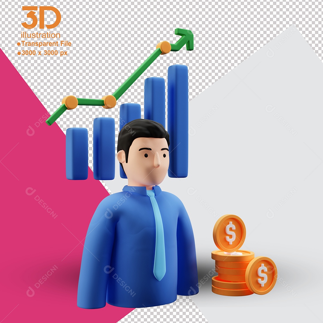 Empresário Elemento 3D para Composição PSD