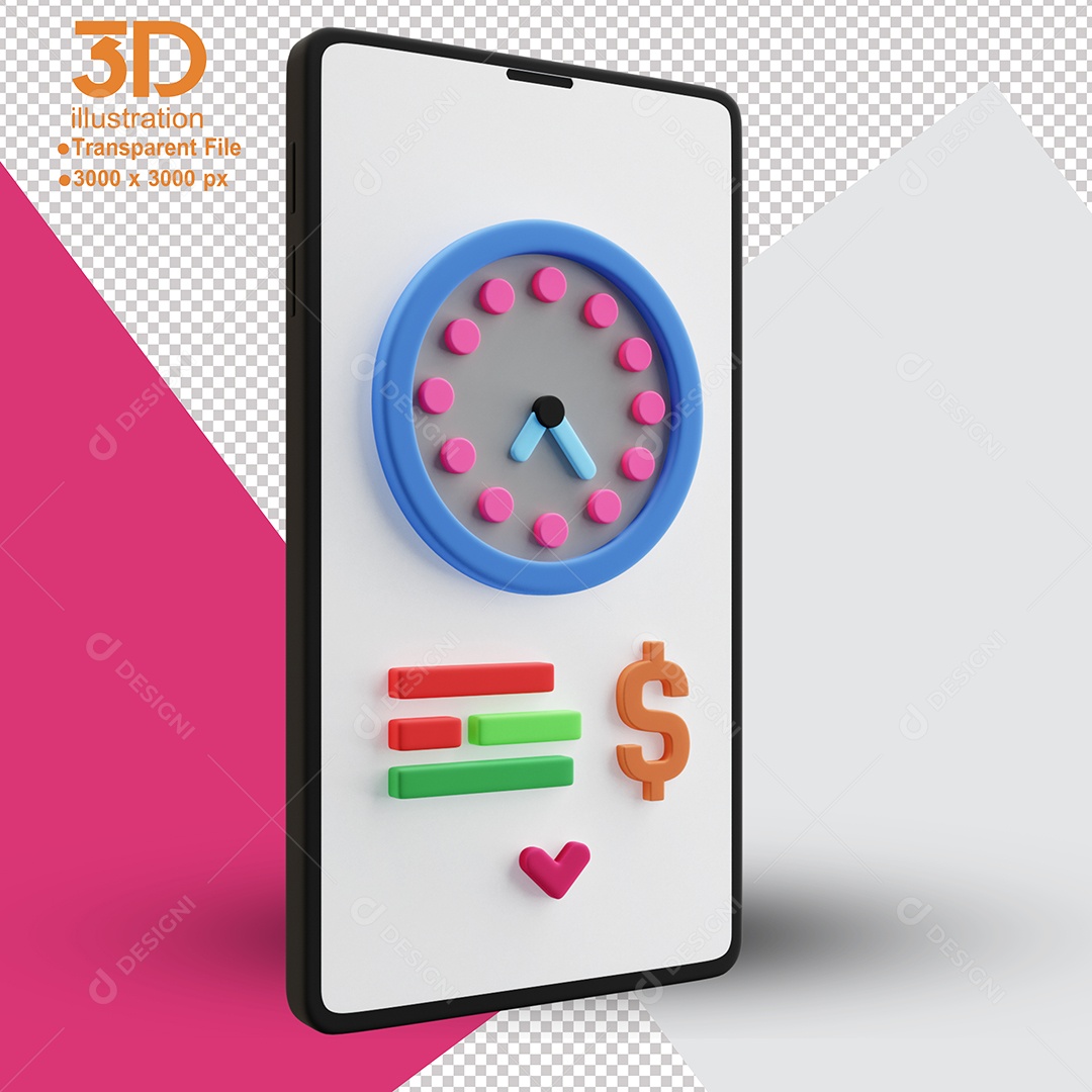 App de Finanças Elemento 3D para Composição PSD