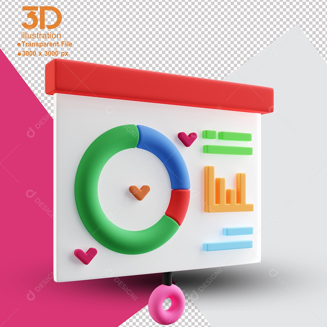Gráficos Financeiros Elemento 3D para Composição PSD