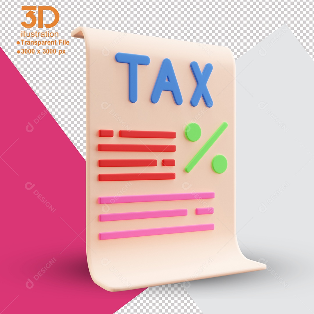 Taxa de Impostos Elemento 3D para Composição PSD