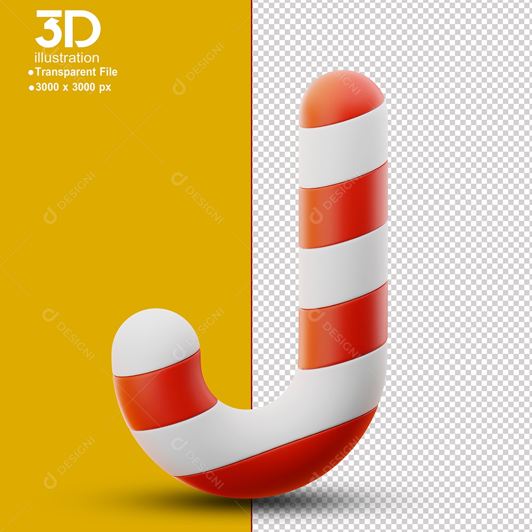 Bengala de Natal Elemento 3D Para Composição PSD