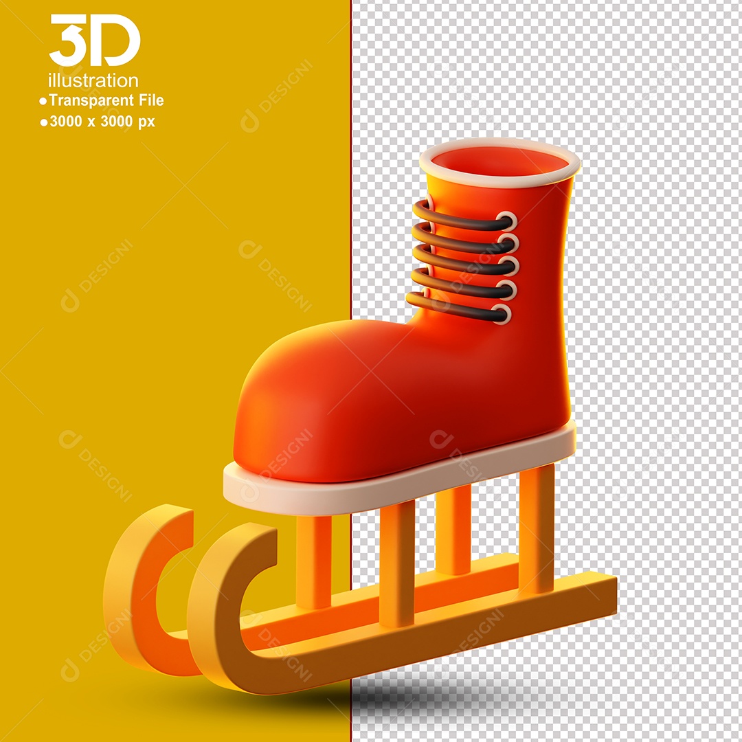 Patins de Natal Elemento 3D Para Composição PSD