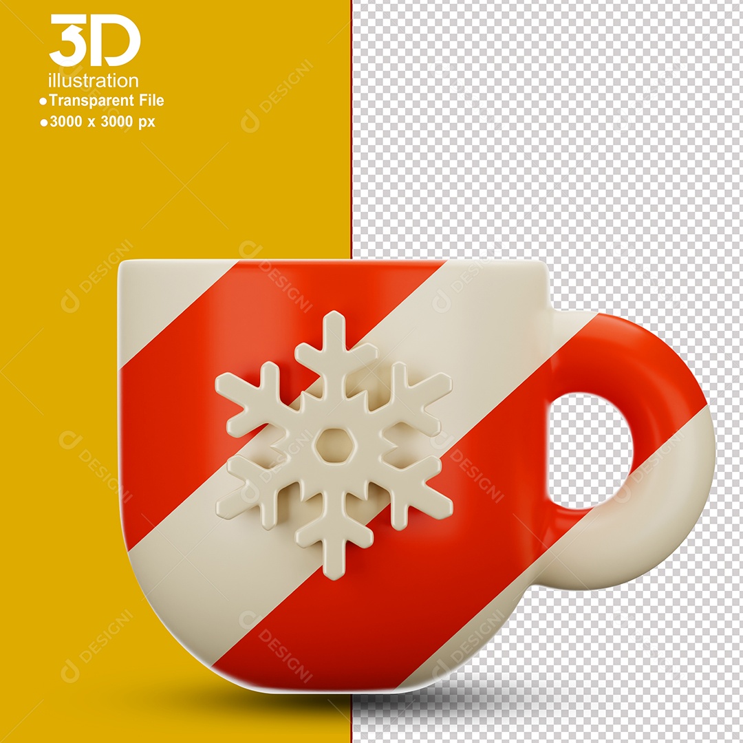 Caneca de Natal Elemento 3D Para Composição PSD