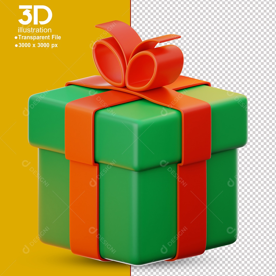 Caixa de Presente de Natal Elemento 3D Para Composição PSD