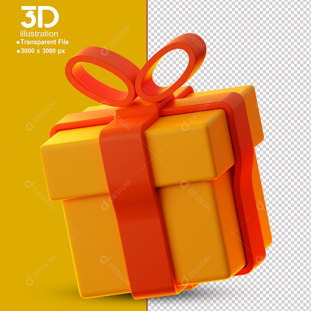 Caixa de Presente de Natal Elemento 3D Para Composição PSD