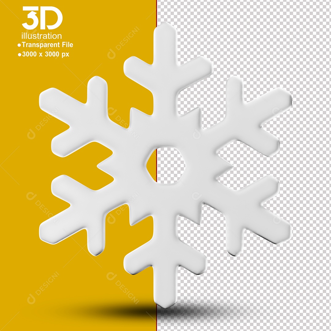 Floco de Neve de Natal Elemento 3D Para Composição PSD