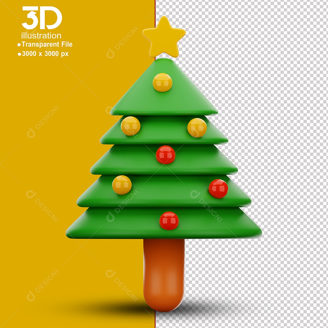 Árvore de Natal Elemento 3D Para Composição PSD