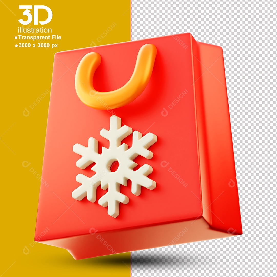 Sacola de Natal Elemento 3D Para Composição PSD