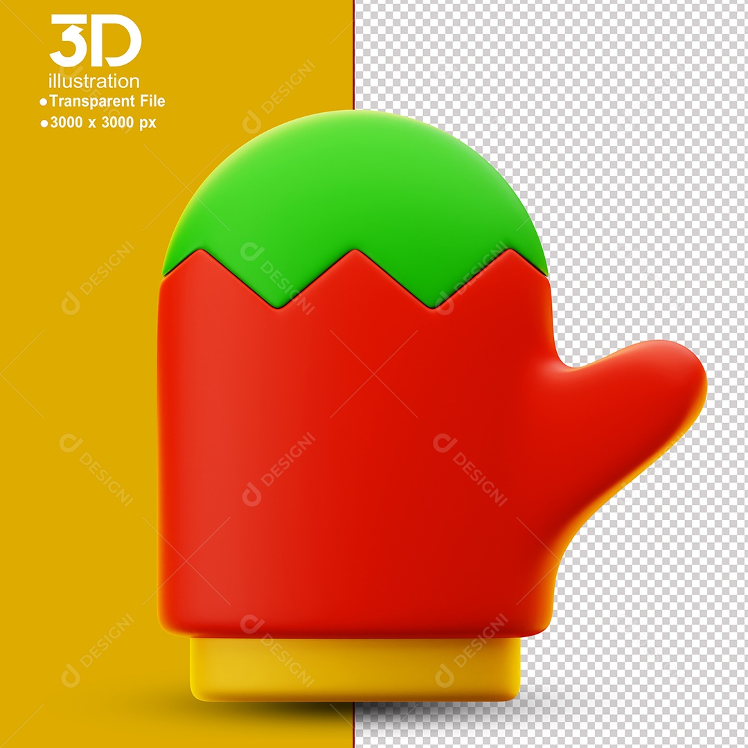 Luvas de Natal Elemento 3D Para Composição PSD