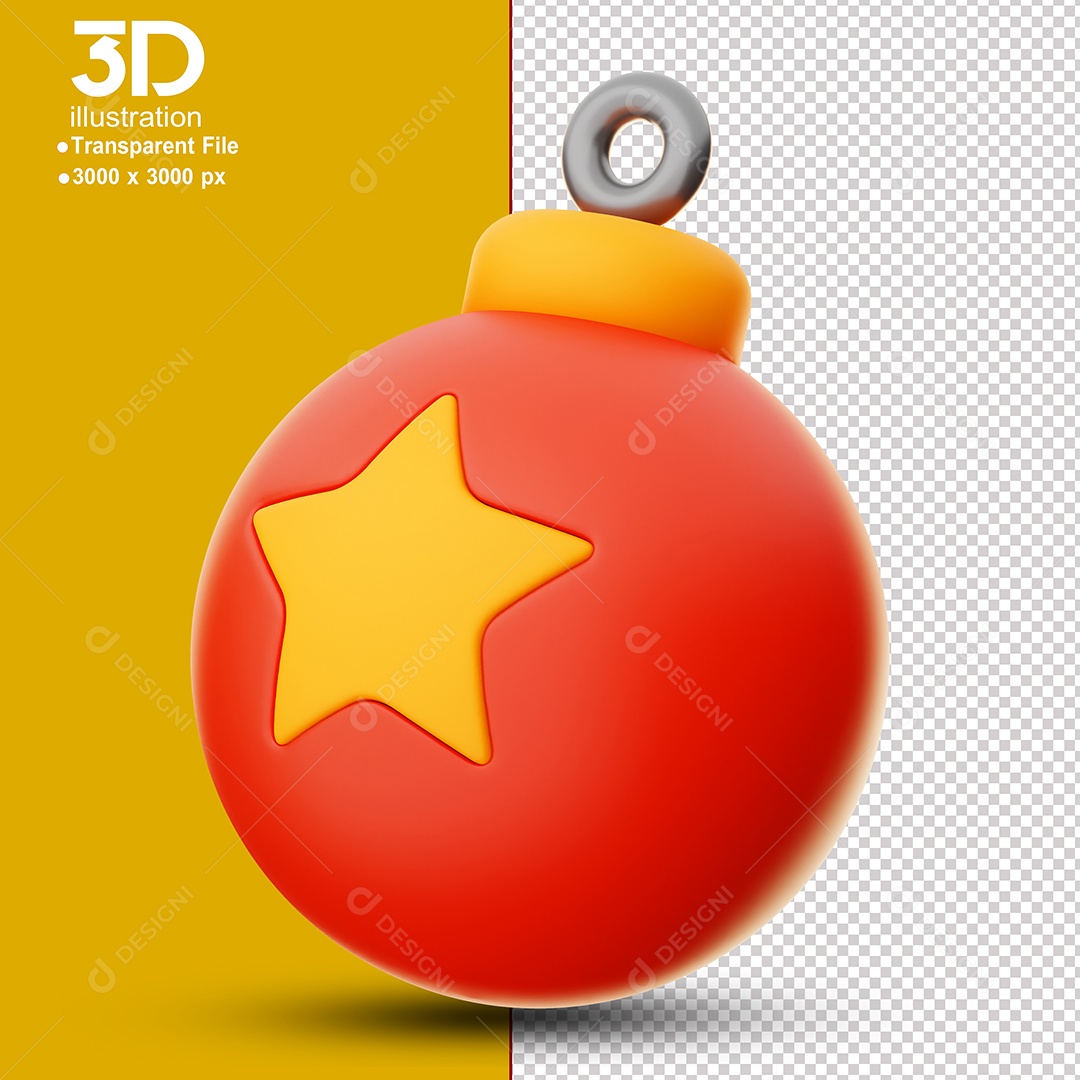 Enfeites de Natal Elemento 3D Para Composição PSD