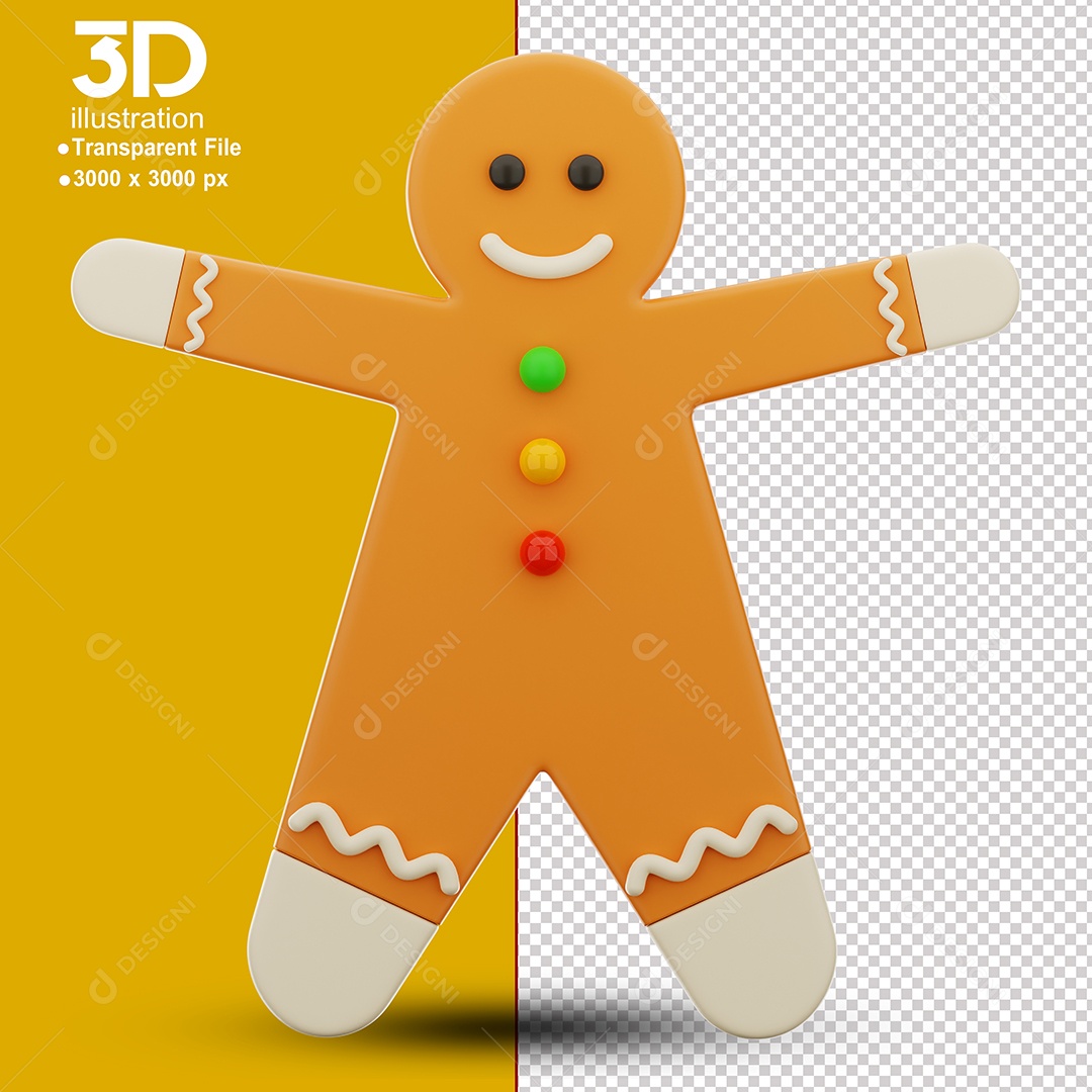 Biscoito de Natal Elemento 3D Para Composição PSD