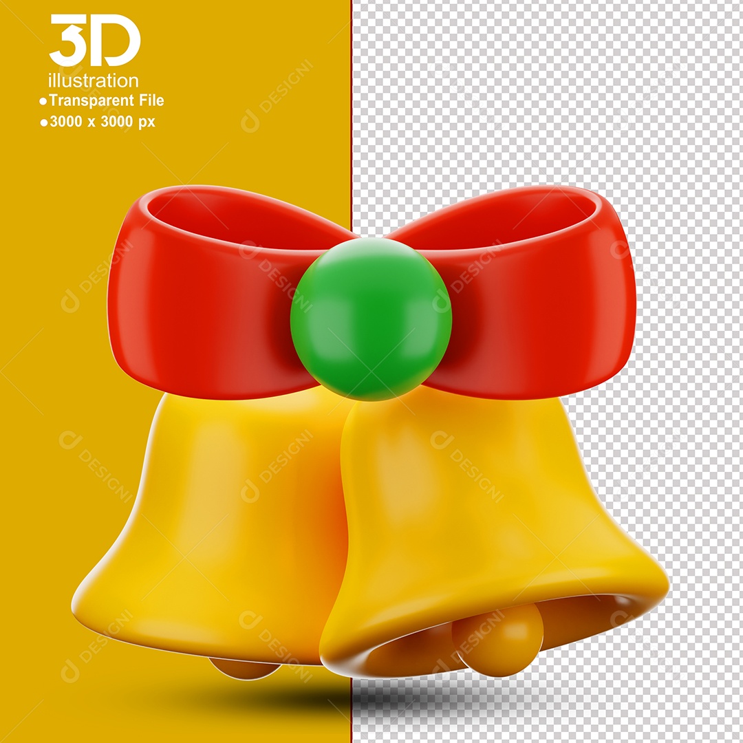 Sinos de Natal Elemento 3D Para Composição PSD