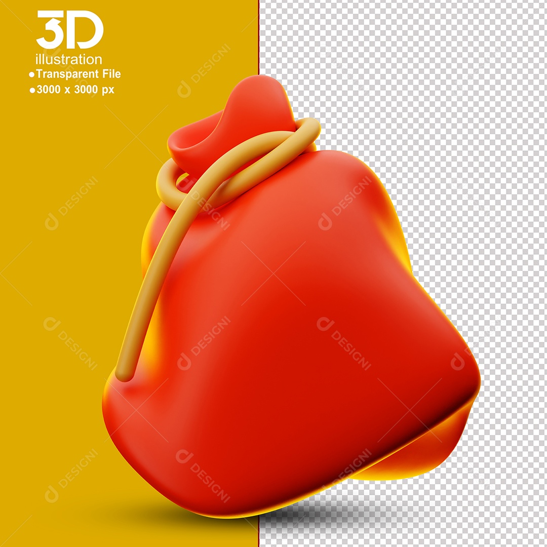 Saco de Presentes de Natal Elemento 3D Para Composição PSD