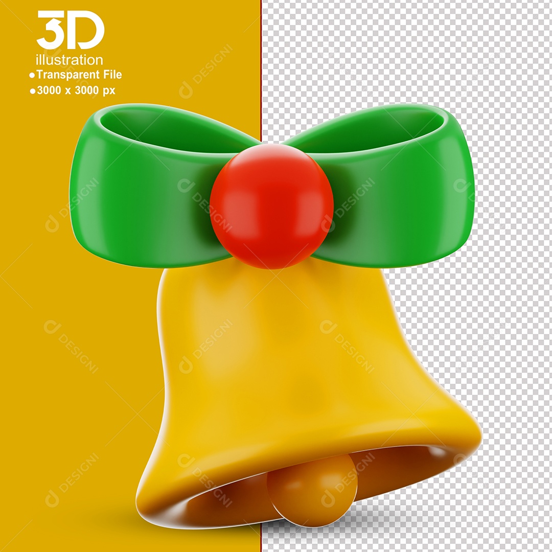 Sinos de Natal Elemento 3D Para Composição PSD