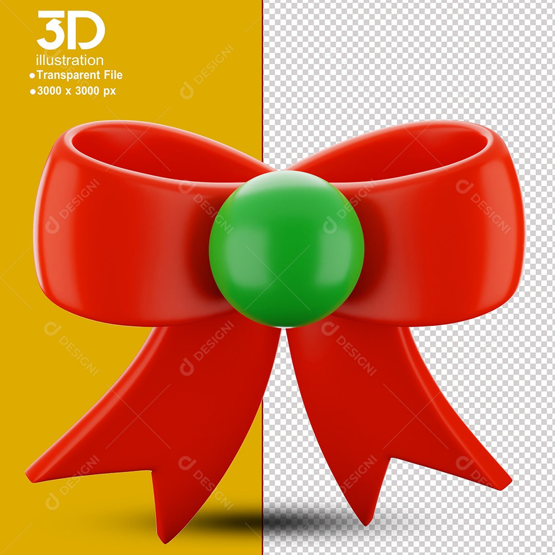 Laço de Natal Elemento 3D Para Composição PSD