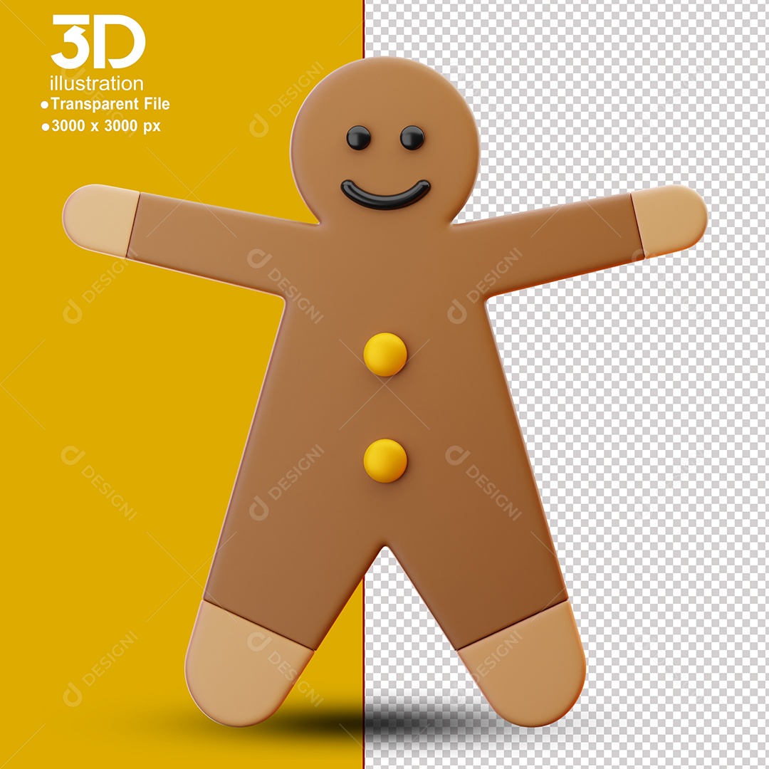 Biscoito de Natal Elemento 3D Para Composição PSD