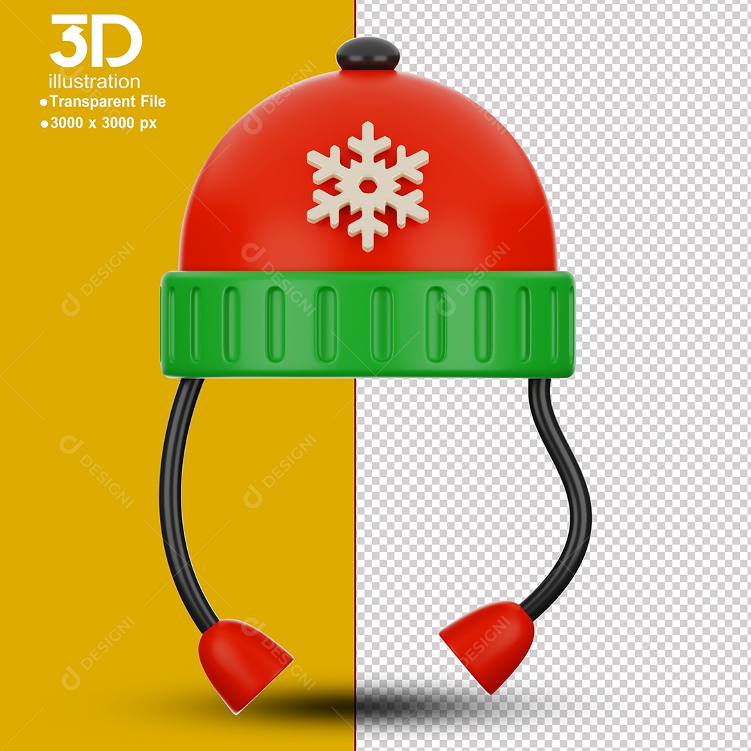 Gorro de Natal Elemento 3D Para Composição PSD
