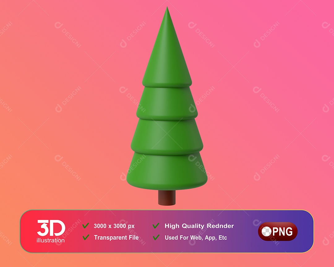 Árvore de Natal Elemento 3D Para Composição PSD
