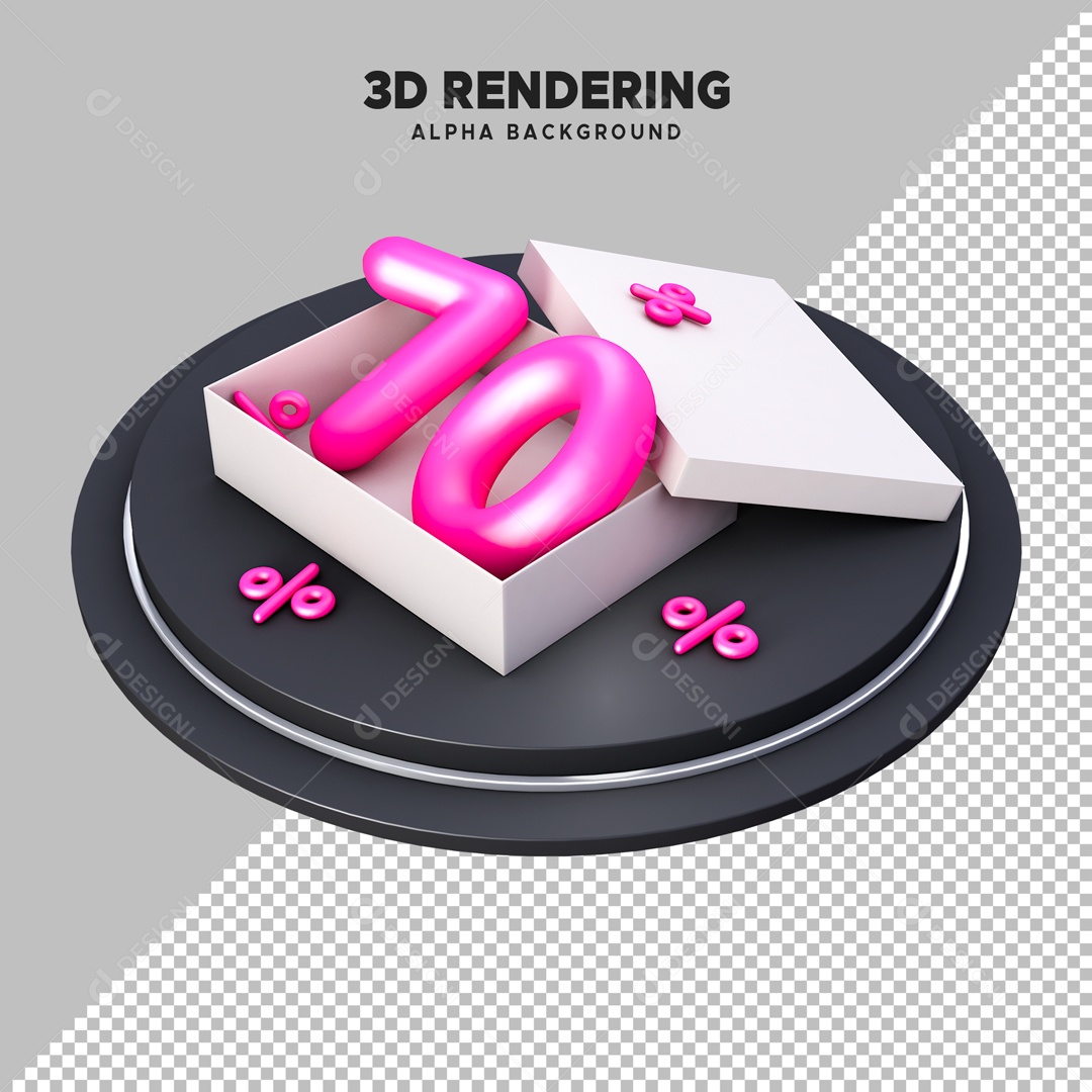 Desconto de 70% Elemento 3D Rosa para Composição PSD