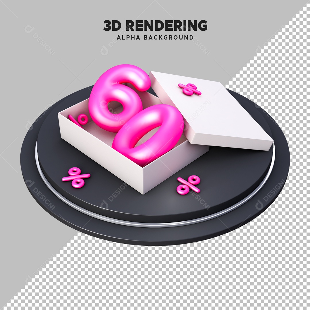 Desconto de 60% Elemento 3D Rosa para Composição PSD
