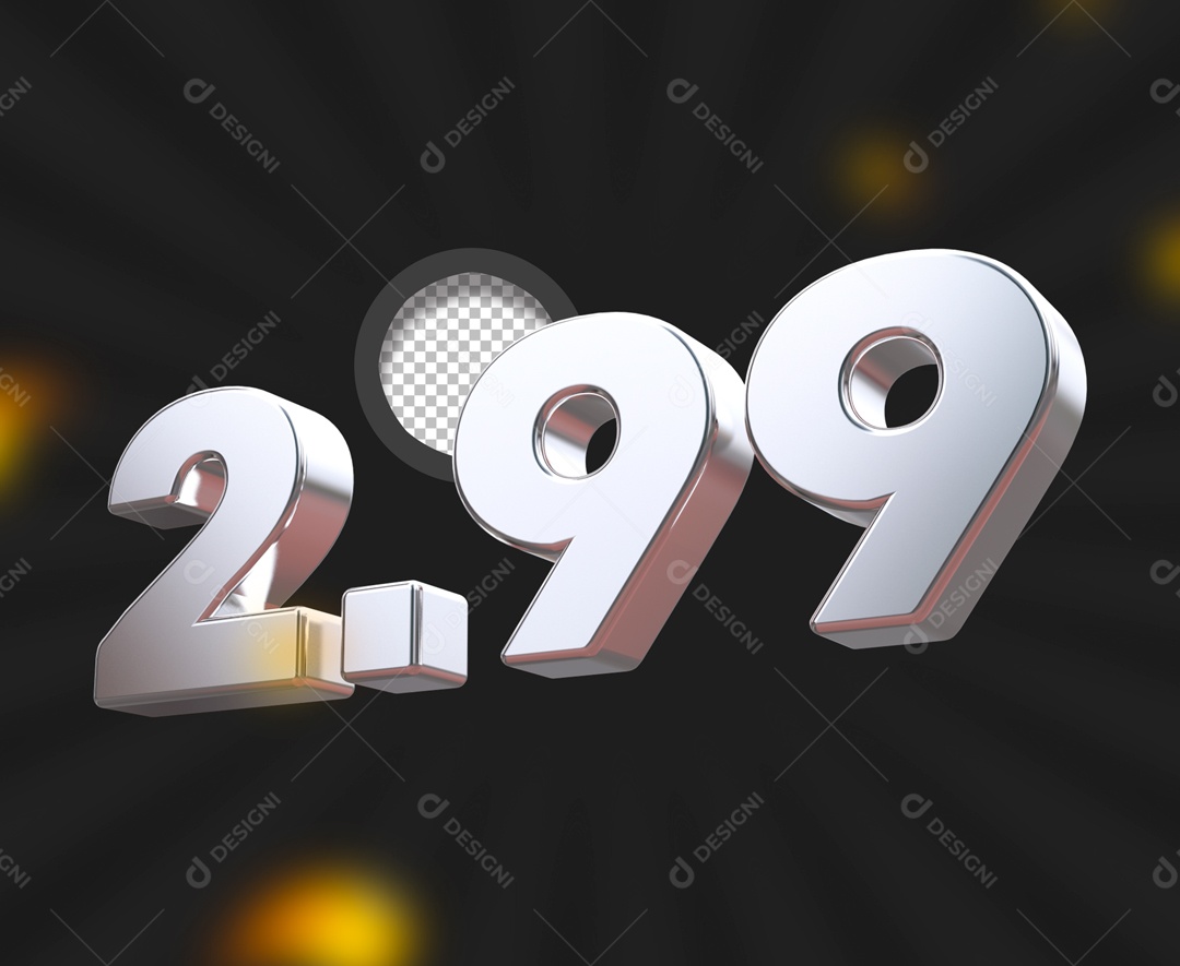 Números 3D 2.99 para Composição PSD