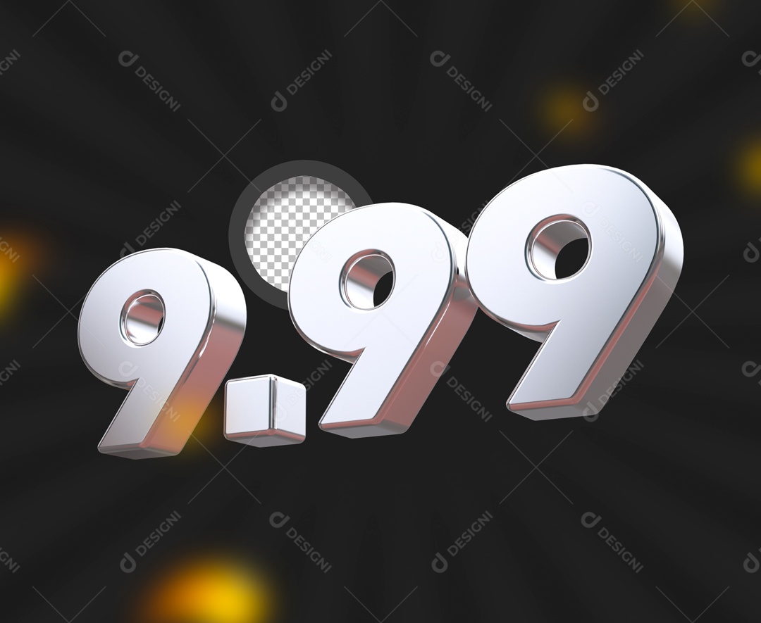 Números 3D 9.99 para Composição PSD