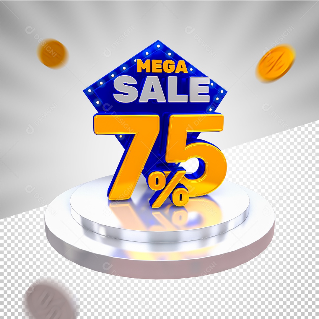 Mega Oferta 75% Selo 3D para Composição PSD